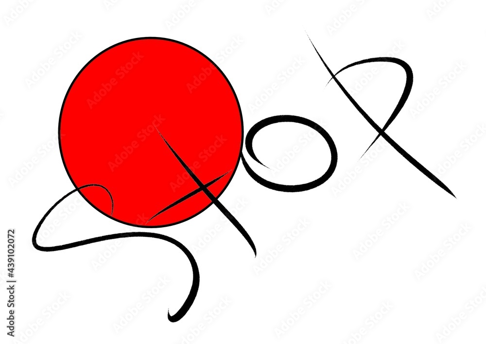 Poster stop text made of lines and with a red circle.