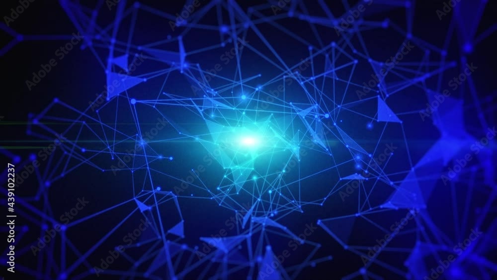 Poster Technology data network with dots and lines abstract background. 3d   rendering animation 4k