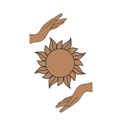 Esoteric symbols. Mystic and magic design with crystals, sun, stars, skull and moon.