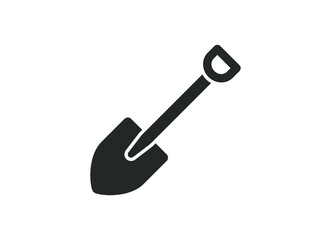 Agricultural steel shovel icon symbol shape. Spade scoop logo sign. Vector illustration image. Isolated on white Background.