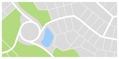 City map. Town streets with green line park and river. Downtown gps navigation plan, abstract transportation urban in vector. Drawing town small road map. Urban pattern texture