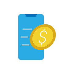 Digital Mobile Payment icon Vector Illustration. Modern Mobile Payment with Smartphone icon vector design concept for Online Payment, Finance, and Mobile Banking website, symbol, icon, sign, App UI