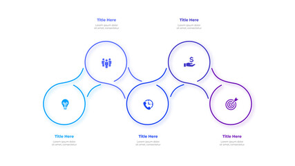 Five circles from thin lines. Infographic for presentations slide. Business concept with 5 options