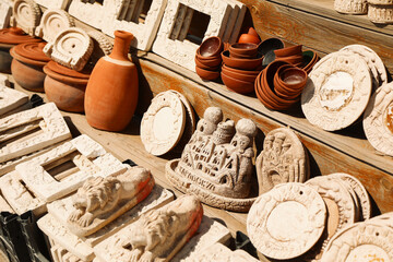 souvenirs ceramics counter
