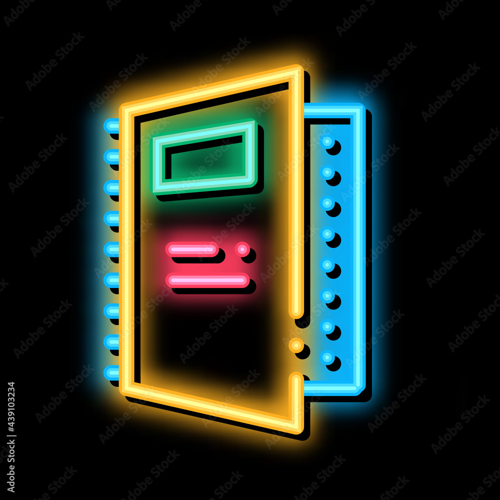 Poster notebook of audit neon light sign vector. glowing bright icon notebook of audit sign. transparent sy