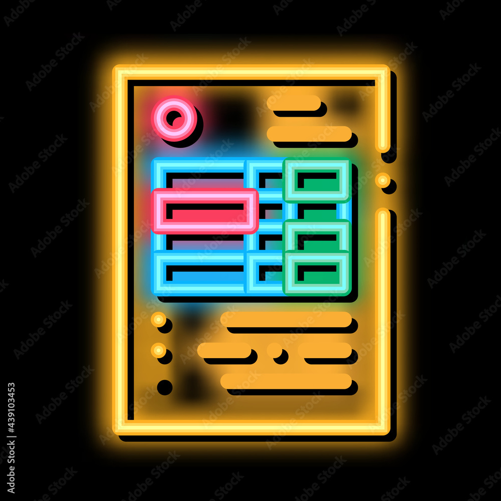 Aufkleber document with table of audit credit and debit neon light sign vector. glowing bright icon document w