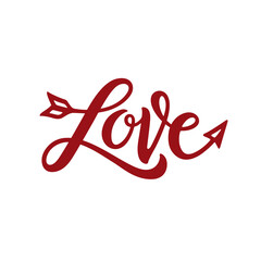 Love arrow monogram hand drawn calligraphy. Vector illustration.