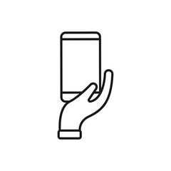 Mobile Phone with Hand icon Vector Design. Smartphone icon with Hand Gesture design concept for e-commerce, online store and marketplace website, mobile, logo, symbol, button, sign, app