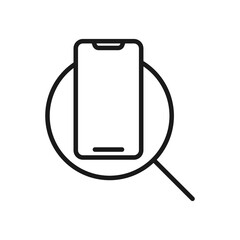 Mobile Phone Search icon Vector Design. Mobile phone icon with Searching design concept for smartphone, e-commerce, online store and marketplace website, mobile, logo, symbol, button, sign, App UI