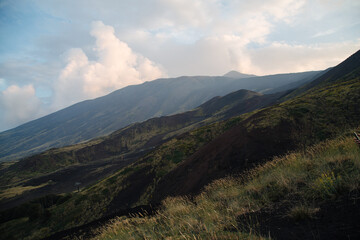mountain range of Etna volcano in Sicily 