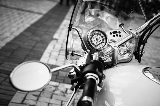 Nice Harley Davidson bike close up at Crazy Hohols MFC opening season in Ukraine Kiev may 2021