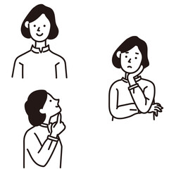 女性の表情ベクターイラストセット