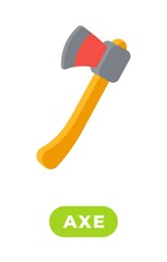 Vector illustration of an isolated axe on a white background. Tool for chopping firewood. Axe in cartoon flat style. 