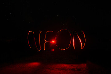 red neon text