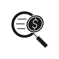 Money Search icon Vector Illustration. Money with Searching icon vector design concept for Banking, Finance, Currency and Trading Investment Business website, symbol, icon, sign, App UI template.