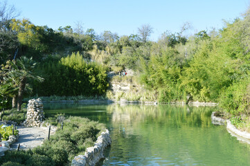 Fototapeta na wymiar Small lake inside the Japanese Tea Garden in San Antonio, Texas, USA
