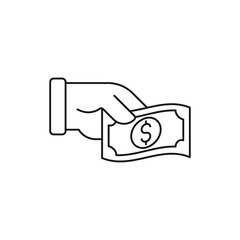 Money with Hand icon Vector Illustration. Money Cash on Hand icon vector design concept for Payment, Finance, Currency and Trading Business. Dollar Money icon for website, symbol, icon, sign, App UI