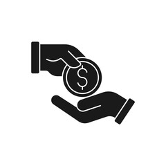 Money with Hand icon Vector Illustration. Money Cash on Hand icon vector design concept for Payment, Finance, Currency and Trading Business. Dollar Money icon for website, symbol, icon, sign, App UI