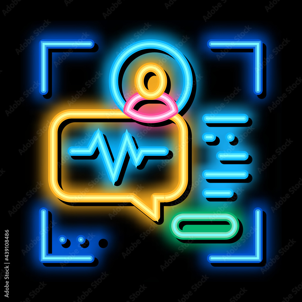 Wall mural voice identity neon light sign vector. Glowing bright icon voice identity sign. transparent symbol illustration