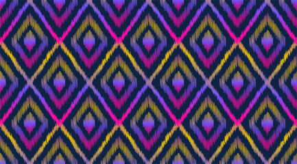 Seamless colorful pattern . Traditional ethnic folk motif. Aztec ikat tribal vector background. Abstract geometric art print. hand drawn. Textile design, fabric