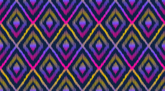 Seamless colorful pattern . Traditional ethnic folk motif. Aztec ikat tribal vector background. Abstract geometric art print. hand drawn. Textile design, fabric