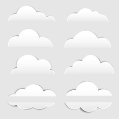 White paper cloud with shadow on white background