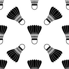 Shuttlecock Icon Seamless Pattern, Shuttlecock For Badminton Sport, Bird Feather Shuttlecock