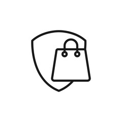 Secure Shopping icon Vector Illustration. Shopping Security and Safety with Shield icon design concept for e-commerce, online store and marketplace website, mobile, logo, symbol, button, sign, app UI