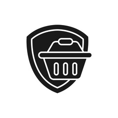 Secure Shopping icon Vector Illustration. Shopping Security and Safety with Shield icon design concept for e-commerce, online store and marketplace website, mobile, logo, symbol, button, sign, app UI