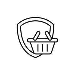 Secure Shopping icon Vector Illustration. Shopping Security and Safety with Shield icon design concept for e-commerce, online store and marketplace website, mobile, logo, symbol, button, sign, app UI