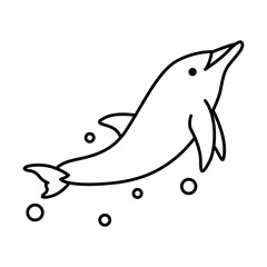 Fototapeta premium Line art vector illustration of a dolphin