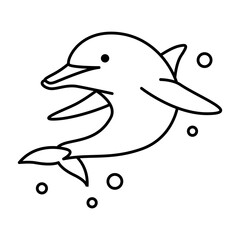 Line art vector illustration of a dolphin