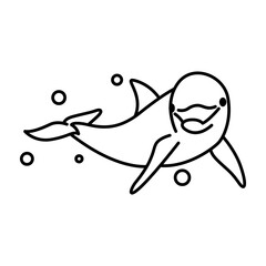 Line art vector illustration of a dolphin