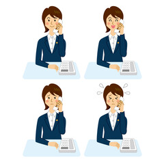 電話応対をする弁護士の女