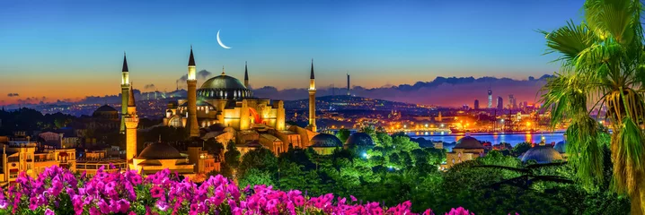 Fotobehang Illuminated Hagia Sophia © Givaga