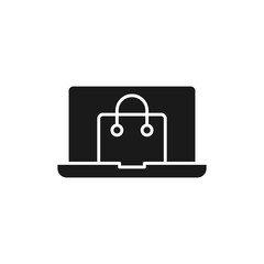 Shopping Bag with Laptop icon Vector Design. Shopping Bag icon with Laptop design concept for e-commerce, online store and marketplace website, mobile, logo, symbol, button, sign, app UI