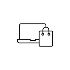Shopping Bag with Laptop icon Vector Design. Shopping Bag icon with Laptop design concept for e-commerce, online store and marketplace website, mobile, logo, symbol, button, sign, app UI