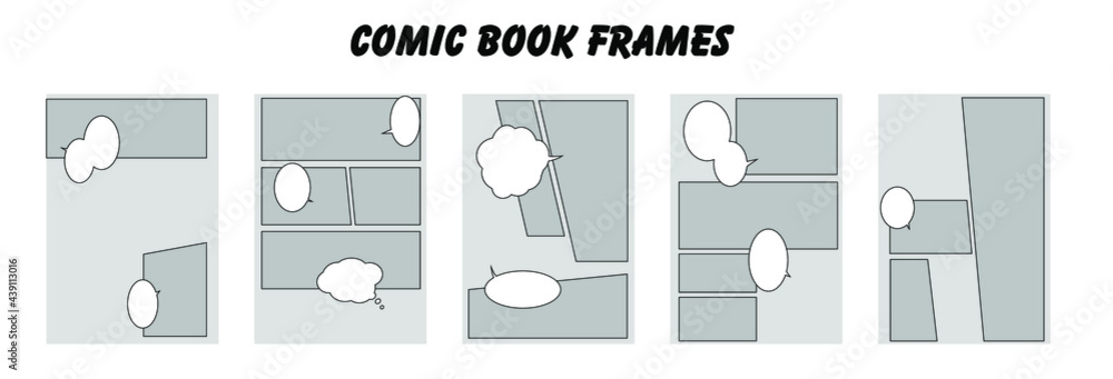 Aufkleber Set of comic strip, a sequence of panels with empty space for text and drawings.