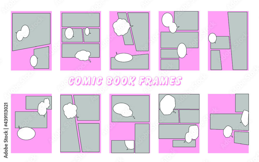 Aufkleber Set of comic strip, a sequence of panels with empty space for text and drawings.