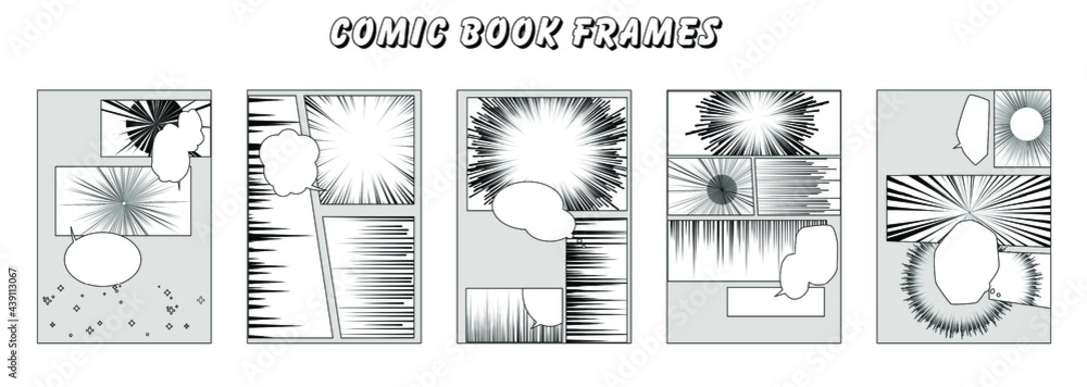 Aufkleber Set of comic strip, a sequence of panels with empty space for text and drawings.