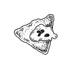 Hand drawn Mexican nachos. Vector illustration in sketch style