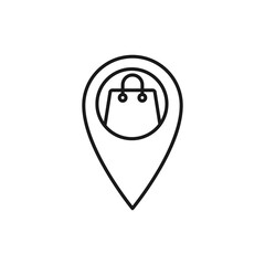 Shopping Bag with Location icon Vector Design. Shopping Bag icon with Location design concept for e-commerce, online store and marketplace website, mobile, logo, symbol, button, sign, App UI