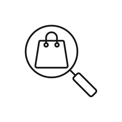 Shopping Bag with Search icon Vector Design. Shopping Bag icon with Searching design concept for e-commerce, online store and marketplace website, mobile, logo, symbol, button, sign, App UI