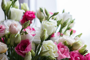 Bouquet from colored flowers of eustoma