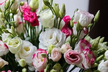 Bouquet from colored flowers of eustoma