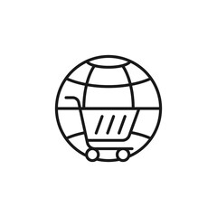 Shopping Cart with Globe icon Vector Design. Shopping Cart icon with Globe design concept for e-commerce, online store and marketplace website, mobile, logo, symbol, button, sign, App UI