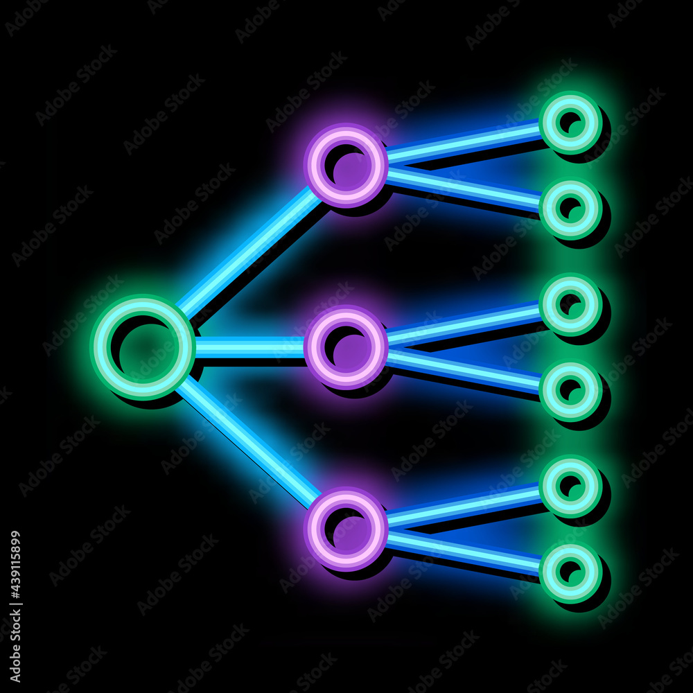 Poster neural network neon light sign vector. glowing bright icon neural network sign. transparent symbol i