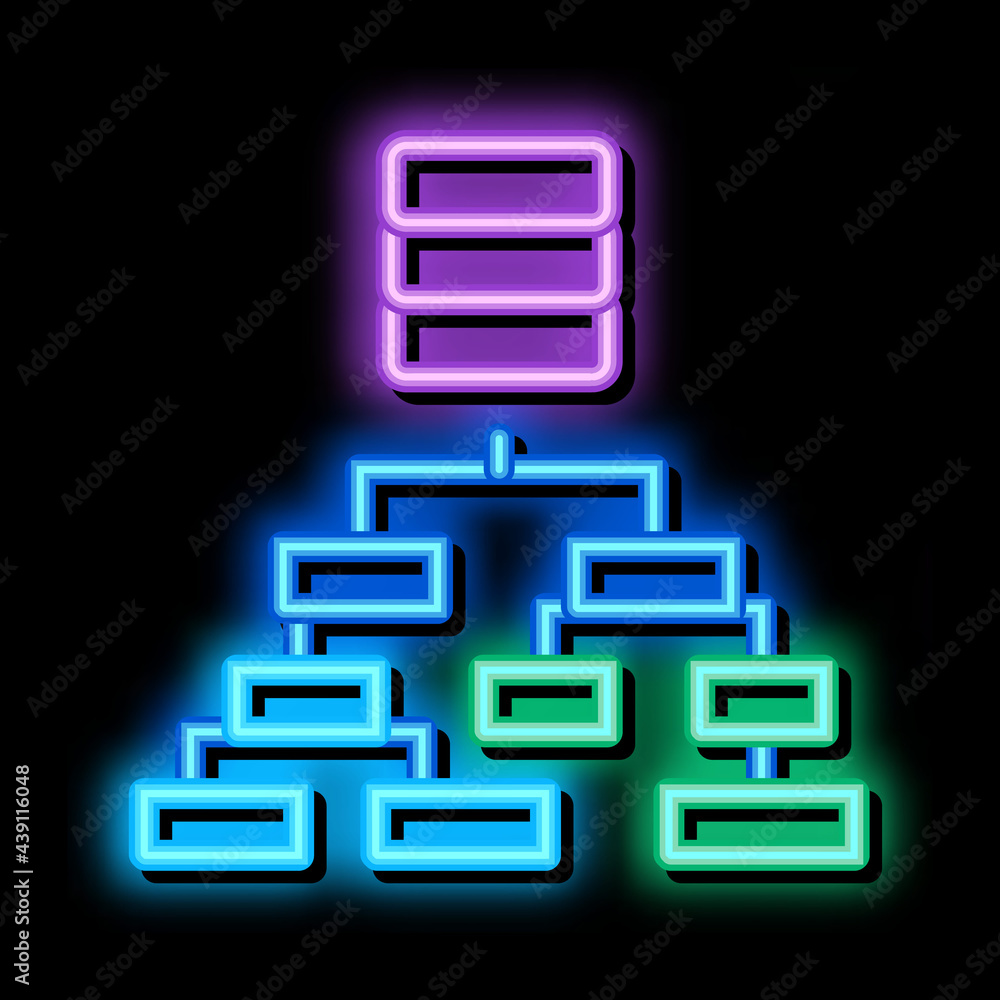Poster classification of machine learning neon light sign vector. glowing bright icon classification of mac