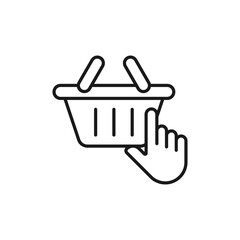 Shopping Cart with Hand icon Vector Design. Shopping Cart icon with Hand Gesture design concept for e-commerce, online store and marketplace website, mobile, logo, symbol, button, sign, app