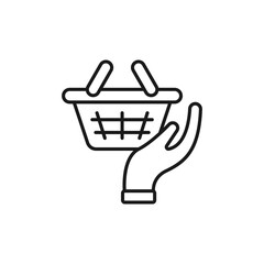 Shopping Cart with Hand icon Vector Design. Shopping Cart icon with Hand Gesture design concept for e-commerce, online store and marketplace website, mobile, logo, symbol, button, sign, app